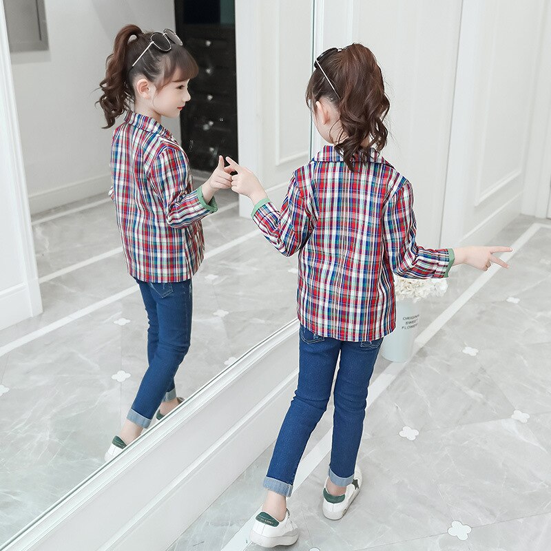 Spring Kids Clothes Girls Suit Jacket Kids Girls Color Grid Suit Kids Outerwear Clothing Children Girls Coat