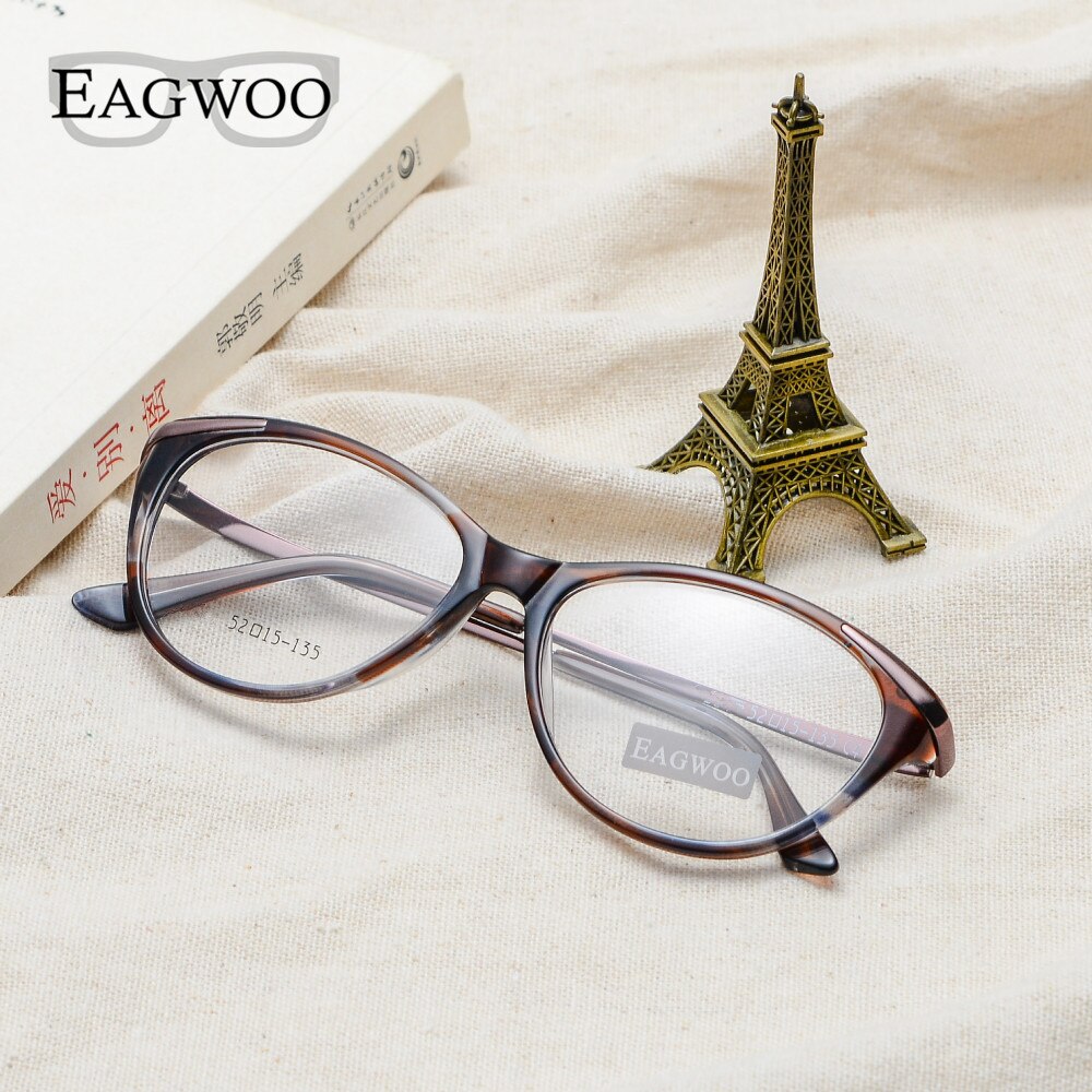 EAGWOO-gafas con de ojo de gato para mujer, lentes de con marco óptico borde completo, graduadas, color gris Tortuga, 8158