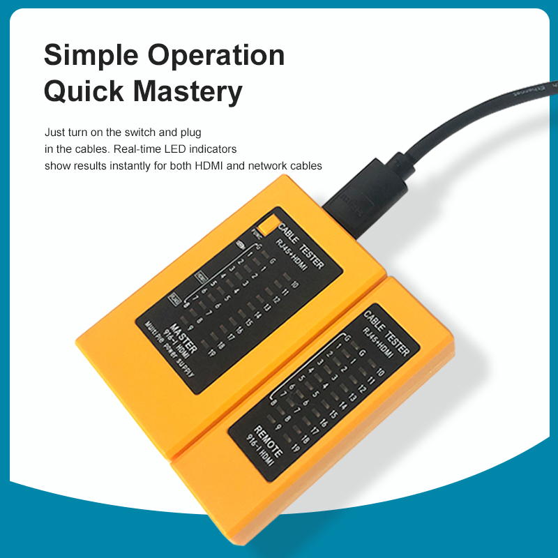 Tester di Cavo HDMI e Tester di Cavo di Rete - Dispositivo di Test Multifunzionale per Monitor HD e Connettività Ethernet