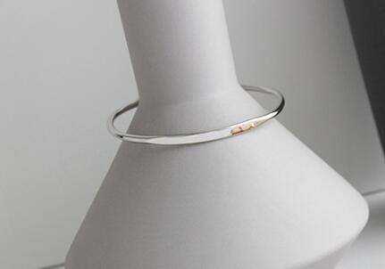 Minimalistische Authentieke 925 Sterling zilver Dubbele Gepolijst Lucky Rondes Geometrische Manchet Bangle Armband Passen fijne Sieraden TLS101: white