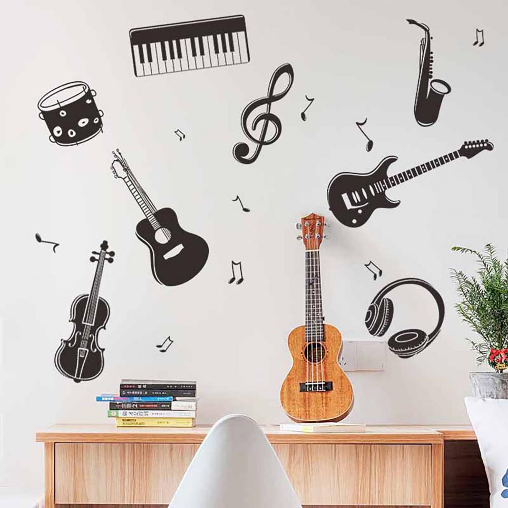Wall Decal Musical Instrument Pattern Wall Stickers Self-adhesive PVC Window Decoration Wall Decal Sticker Home Decor