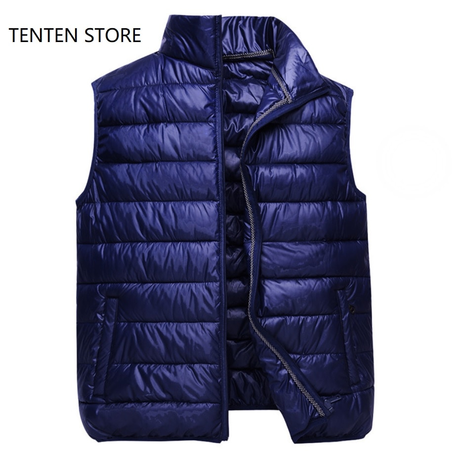 Fall Winter Plus Maten Ultra Dunne Katoen Puffer Vest Jacket Jassen Heren Rits Hoge Hals Korte Gilet S Jas met Zakken