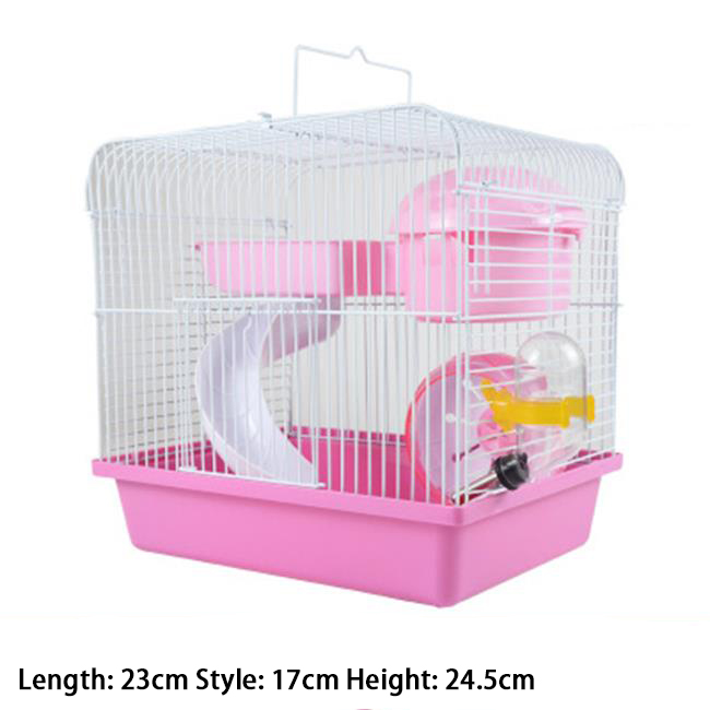 Cage métallique en forme de Villa à Double étage avec bol d&#39;alimentation, jouet de patinage à roulettes, petit château, Cage Hamster à Double étage: A-1