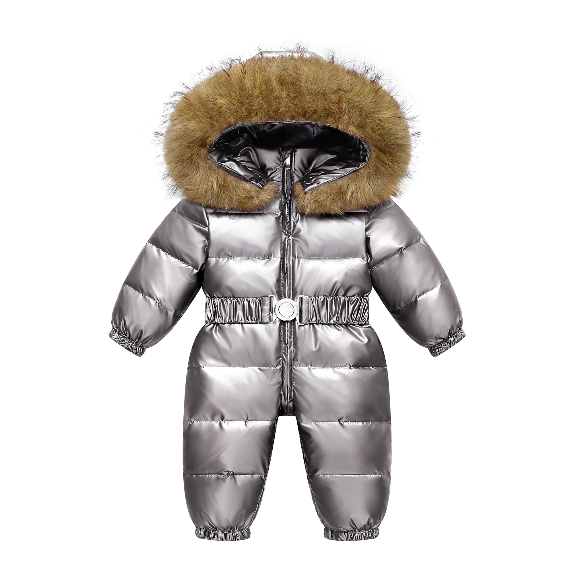 Vinter skidress baby jumpsuit gutteoveralls varm dunjakke låve smålåve jenteklær barneklær fuskepelsfrakk overfrakk: Grå / 12m