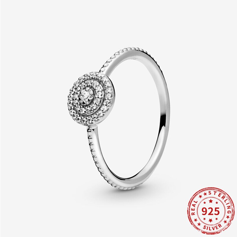 Originele 925 Sterling Zilver Elegante Sparkle Ring Pave Cz Band Ring Open Trouwringen Voor Vrouwen Trendy