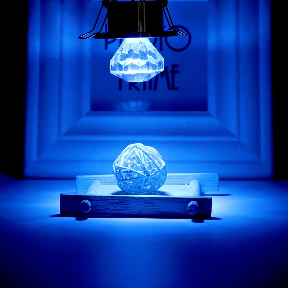 5PCS Luxurious LED Spotlight Mini Led Spot Light Cabinet Lamp Bulb 3W Diamond Ceiling Down Lighting AC85-265V Gold Aluminum JQ: Blue