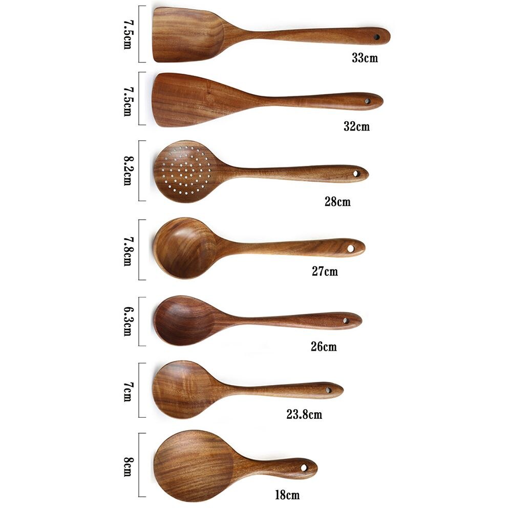 Big Wooden Rice Long Handle Spoon Soup Cooking Spoon Teak Wood Spoon Colander Ladle Skimmer Scoop Kitchen Utensils