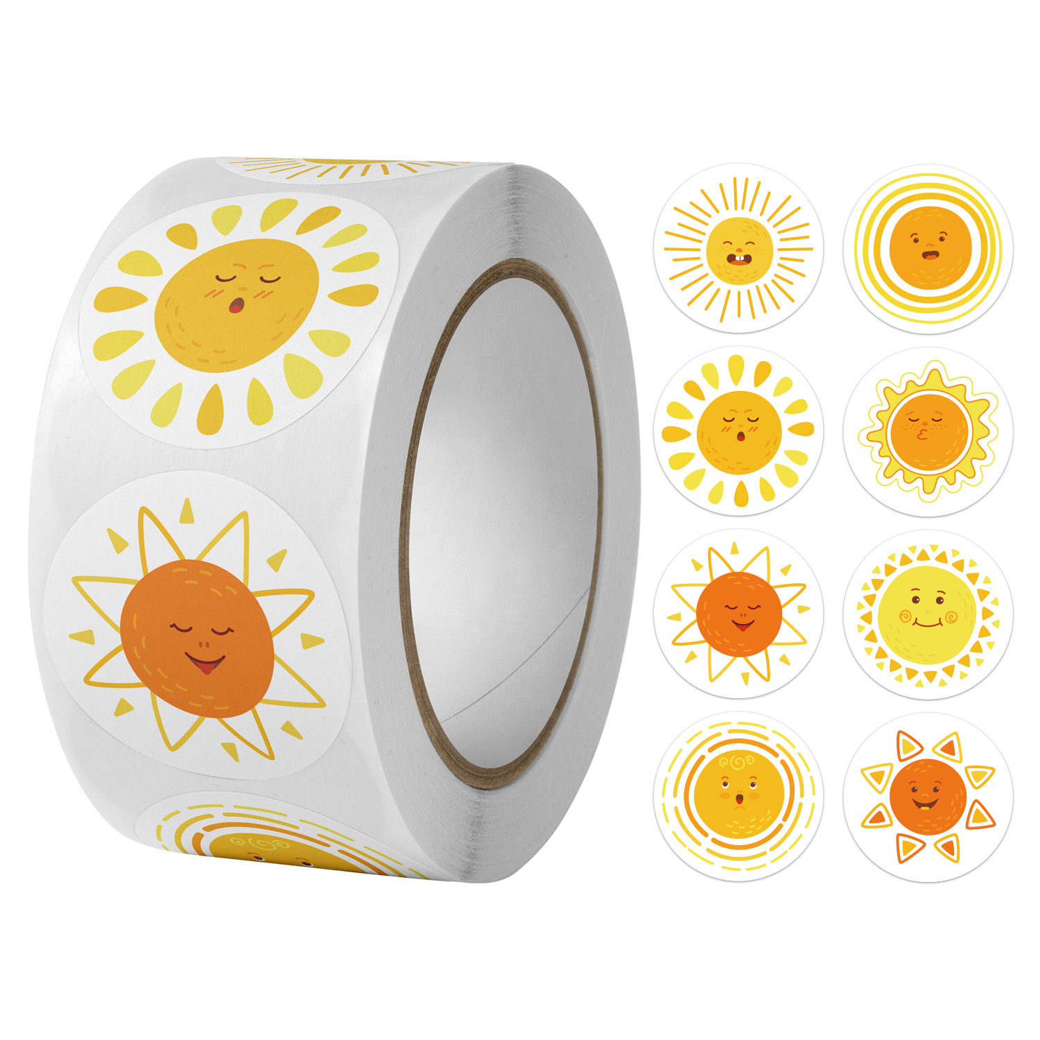 100-500 stücke 8 Stile Runde Karikatur Sonne Smiley freundlicher Belohnung Aufkleber Handgemachten Partei Scrapbooking Verpackung Dichtung Etikett