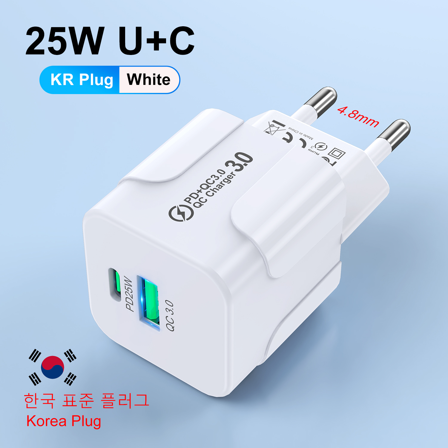 PD25W Korean Charger for iPhone 15 Pro Max USB Type C Fast Charger USB C Fast Chargig Charger KR Plug Quick Charger Wall Charger: BR