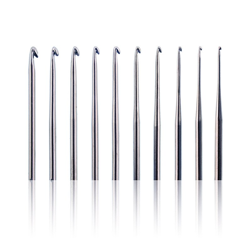 Kleurrijke Metalen Handvat Met 10Pcs Verwisselbare Hoofd Lace Breien Handgemaakte Diy Kleine Haaknaald