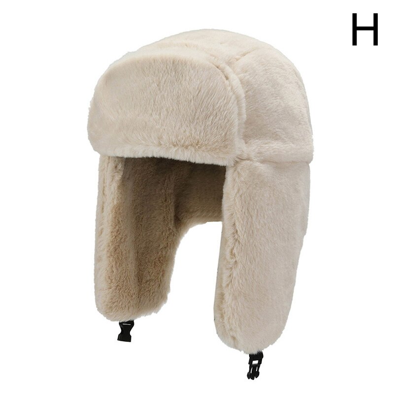 Winter Hat Women Men Faux Fur Solid Color LeiFeng Cap Russian Bomber Hat Ski Hat Warm Earmuffs Thicken Ear-flapped Hat: H