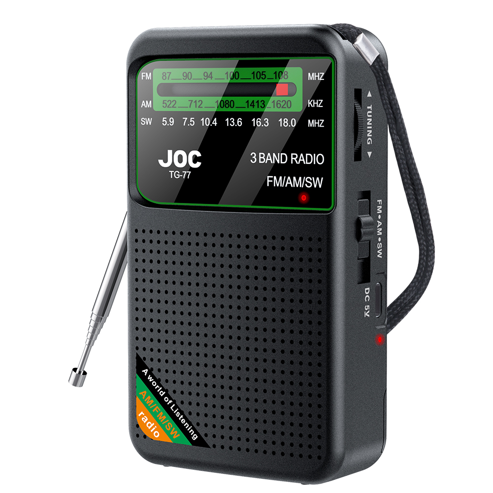 Radio FM AM SW na baterie Wbudowany głośnik Radio kieszonkowe typu C z możliwością ładowania i ekranem HD dla osób starszych: WHITE