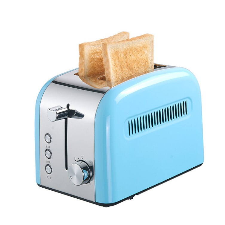 DMWD Multifunctional Electric Toaster 2 slice Automatic Bread Baking machine Stailess steel Toast Sandwich oven with crumb trays: BLUE