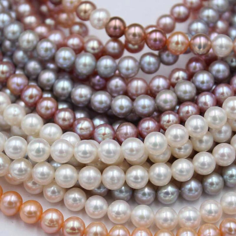 7 millimetri/61 pz Rotonda Naturale Bianco/Rosa/viola/D'acqua Dolce Branelli Allentati Della Perla per FAI DA TE Gioielleria Raffinata che fanno