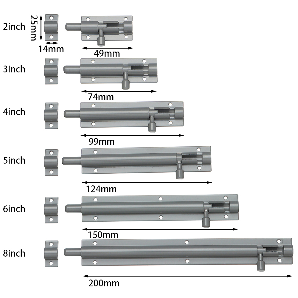 2/3/4/5/6/8 tommer aluminiumslegering tønde dørlås lås til haveport skur skydedør tårn bolt lås fange hardware