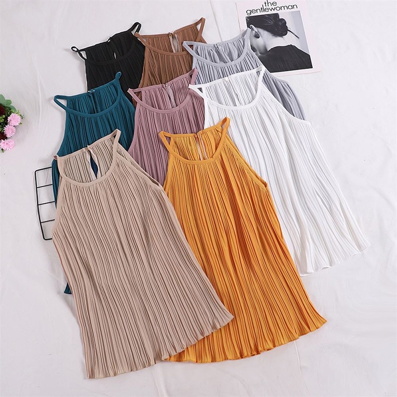 Vrouwen Zomer Hemdje Chiffon Halter Off Shoulder O Hals Vest Slim Tank Tops
