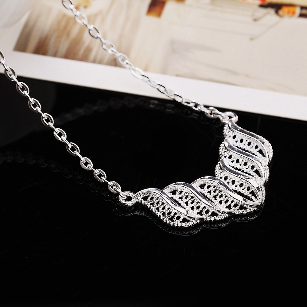 Neue 925 Sterling Silber Schmuck setzt für frauen feine retro blätter halskette ohrringe hochzeit partei braut schmuck