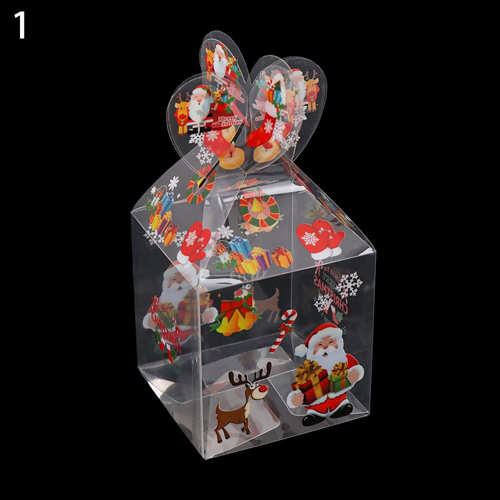 1 Pza PVC caja de dulces transparente muñeco de nieve alce Reno manzana cajas Navidad decoración embalaje suministros para fiestas: 1
