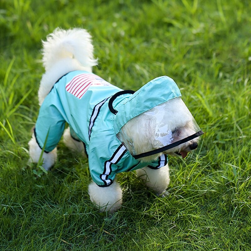 Dog Waterproof Raincoats Dog Clothes Waterproof Raincoat Jumpsuit Reflective Rain Coat Hooded Waterproof Jackets