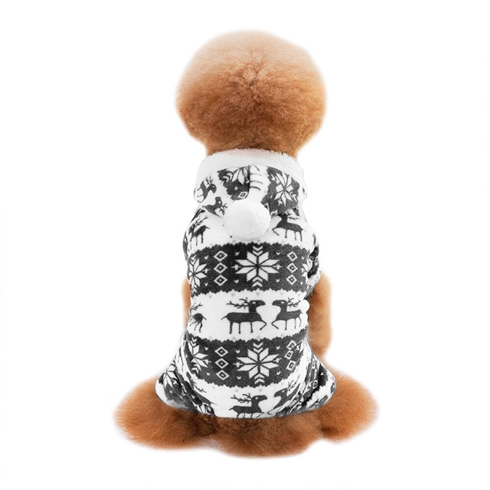 Ropa con estampado de algodón para perro mascota cálido, Mono para cachorro, Sudadera con capucha, ropa para perros que mantienen el calor: grey / S