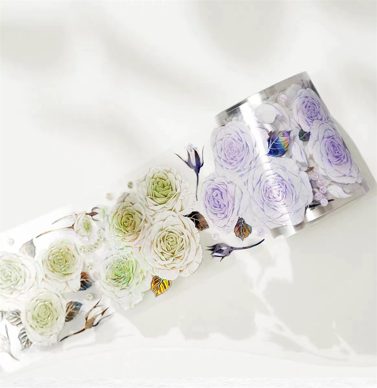 Vintage Roze Groene Paarse Roos Washi Pet Tape Voor Planner Card Maken Diy Scrapbooking Plan Decoratieve Sticker: Licht Geel