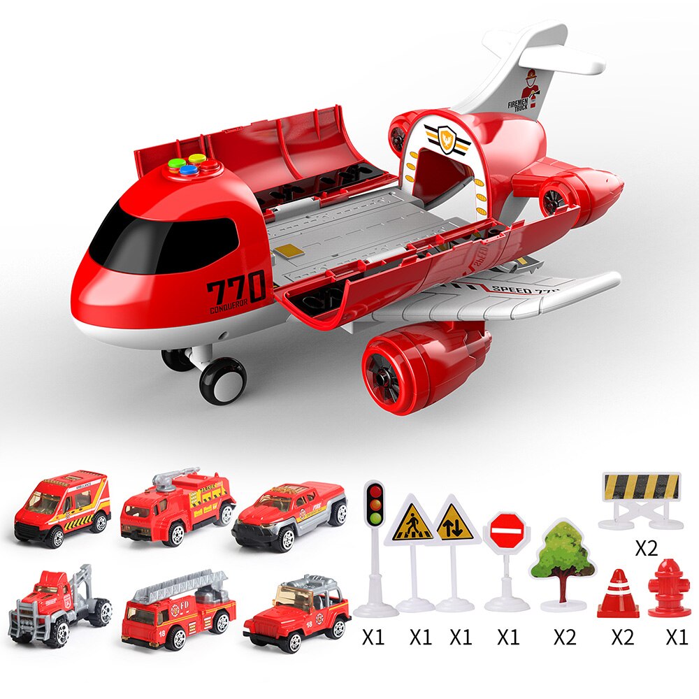 Bambini Aeromobili Giocattoli con Musica Leggera di Stoccaggio Aereo Mini Pressofuso In Lega di Veicoli di Ingegneria Antincendio Auto Set Regalo di Natale per I Ragazzi: A Fire Series