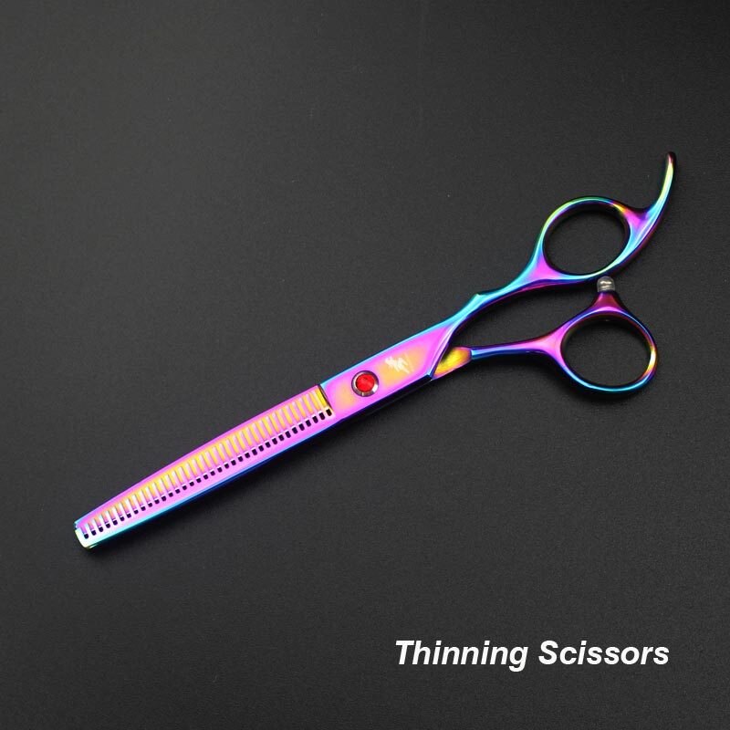 7 Inch Dog Grooming Scissors Safety Round Tip Pet Scissors Dog Shear Hair Cutting Thinning Curved Scissors: Rainbow  YT-65ST