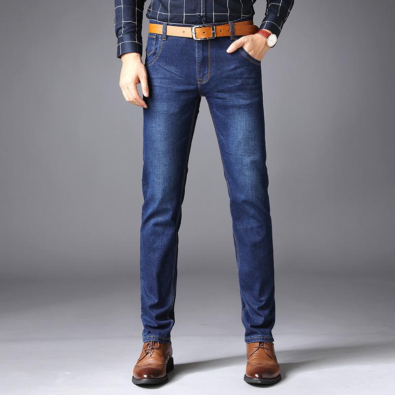 Herrejeans slim fit ripped jeans til mænd mærke tøj denim straight biker jeans plus størrelse: Himmelblå / 30
