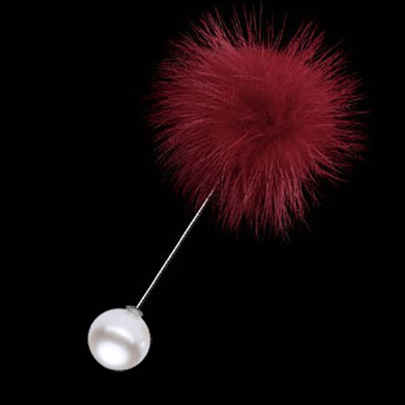 Neue Nette Charme Simulierte Perle Brosche Stifte Für Frauen Koreanischen ist hingefallen Bommel Ball durchbohren Revers Broschen Kragen Schmuck: B4-Burgund