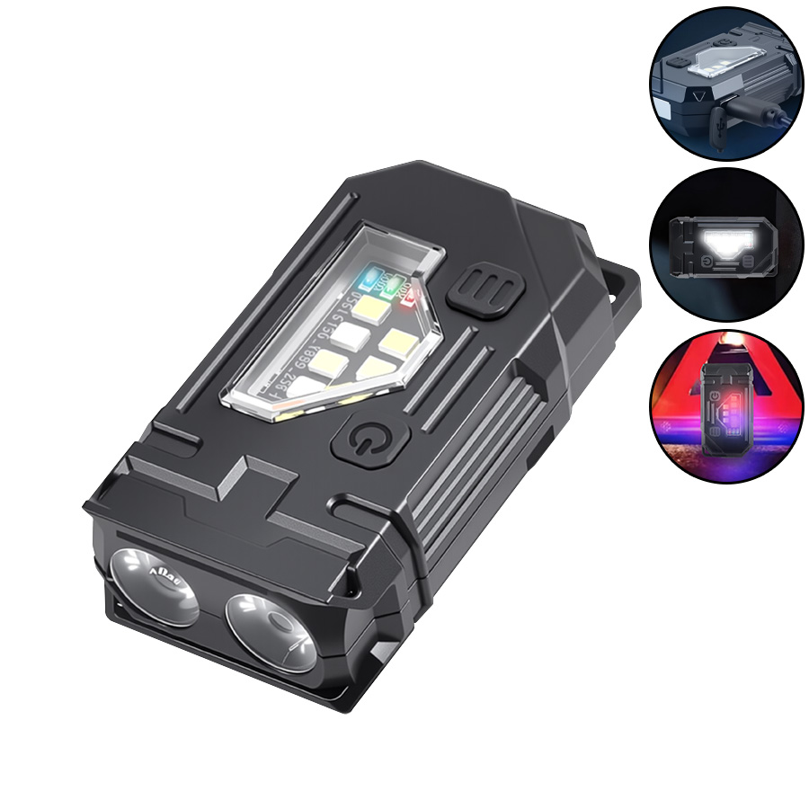 Mini lampe de poche LED rechargeable par USB - Torche super brillante portable avec aimant arrière, lumière de secours COB latérale et lanterne de camping: RVB