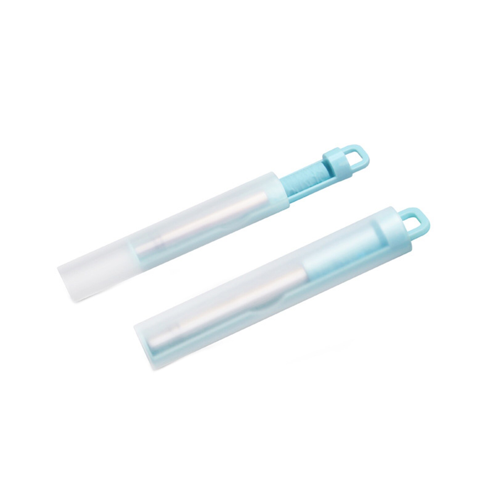 Pailles réutilisables en acier inoxydable, avec étui pliable, télescopique et Portable: Bleu