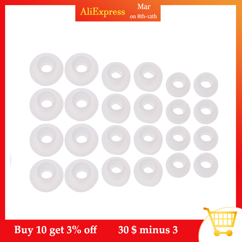 12 Pairs(S/M/L) Soft Clear Silicone Replacement Eartips Earbuds Cushions Ear pads Covers For Earphone Headphone