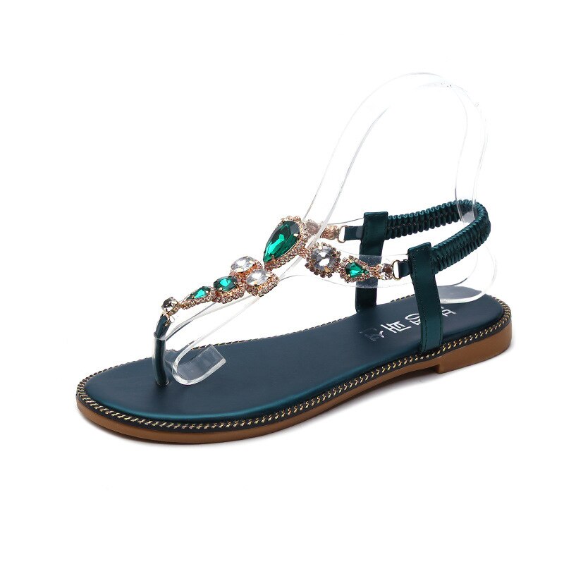 Bohemian Shoes Summer Women Crystal Flip Flops Sandals Flats Ladies Beach Sandals Casual Sweet Sandals Flats