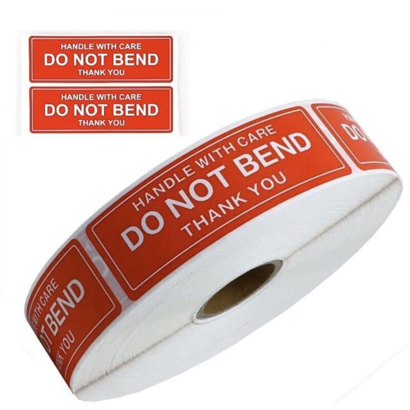 150pcs/Roll Warning Labels Sticker Do Not Bend - Thank You Fragile Self Adhesive Warning Labels for Envelope Packing