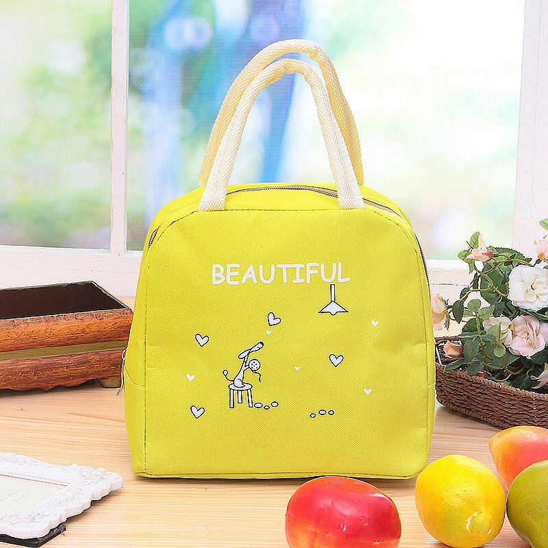 1PC Neue Verdicken Tragbare Isolierte Mittagessen Tasche Bolsa Termica Almuerzo Thermische Mittagessen Taschen für Frauen Lebensmittel Tasche Sac Isotherme box: Green