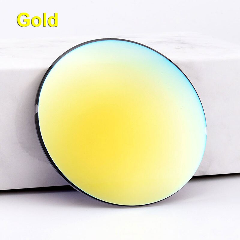 1.61 single vision spejl farverige briller linser sph  -9.00 ~ 0 cyl optiske solbriller linsediameter 75mm: Guld