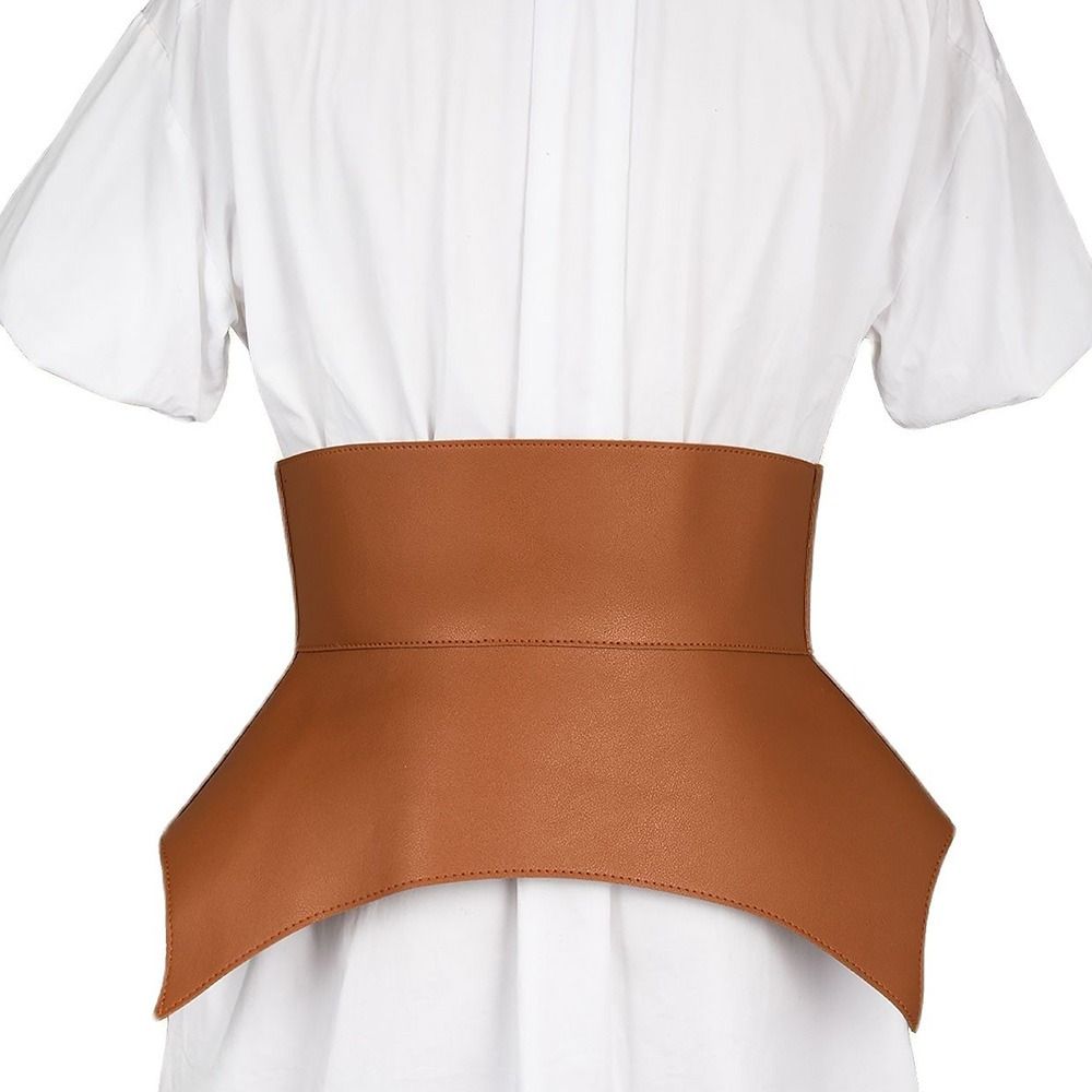 Cinturones irregulares de cuero Pu para mujer, falda larga y ancha de estilo Punk, abrigo de vestir, cinturilla elástica, corsé negro y marrón a la , 1 unidad