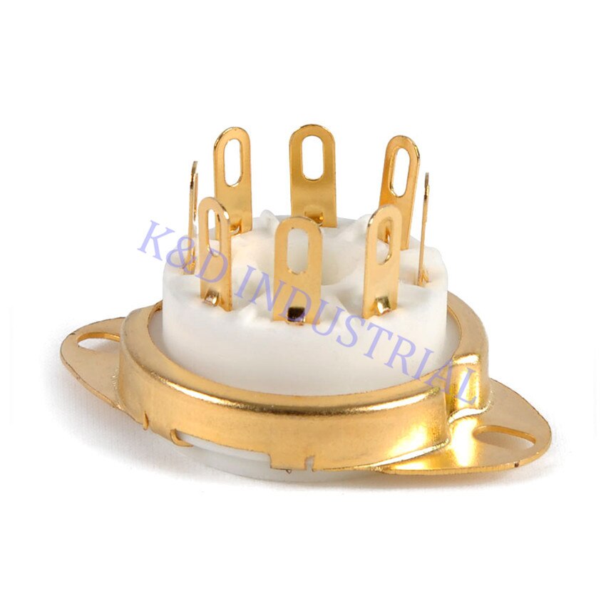 2x 8-Pin Ceramic Gold Plate Tube Socket Octal Vacuum Tube Chassis Mount for EL34 6550 KT88 KT66 6SN7 5U4G 6CA7 6L6