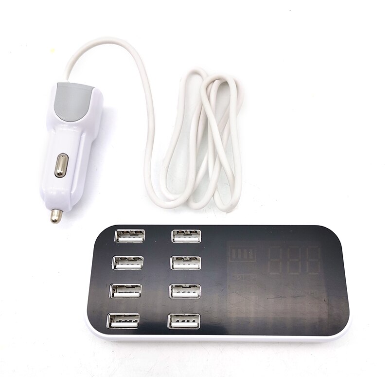 8 USB Charger Car 8-Port Lighter Charging Station Hub LCD Display