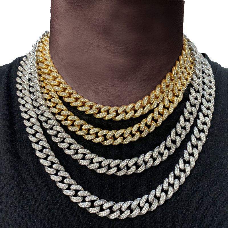 Men Hip hop Iced Out Bling Bling Chain Men 13mm width Miami Cuban Chain HipHop Necklaces Charm Jewelry