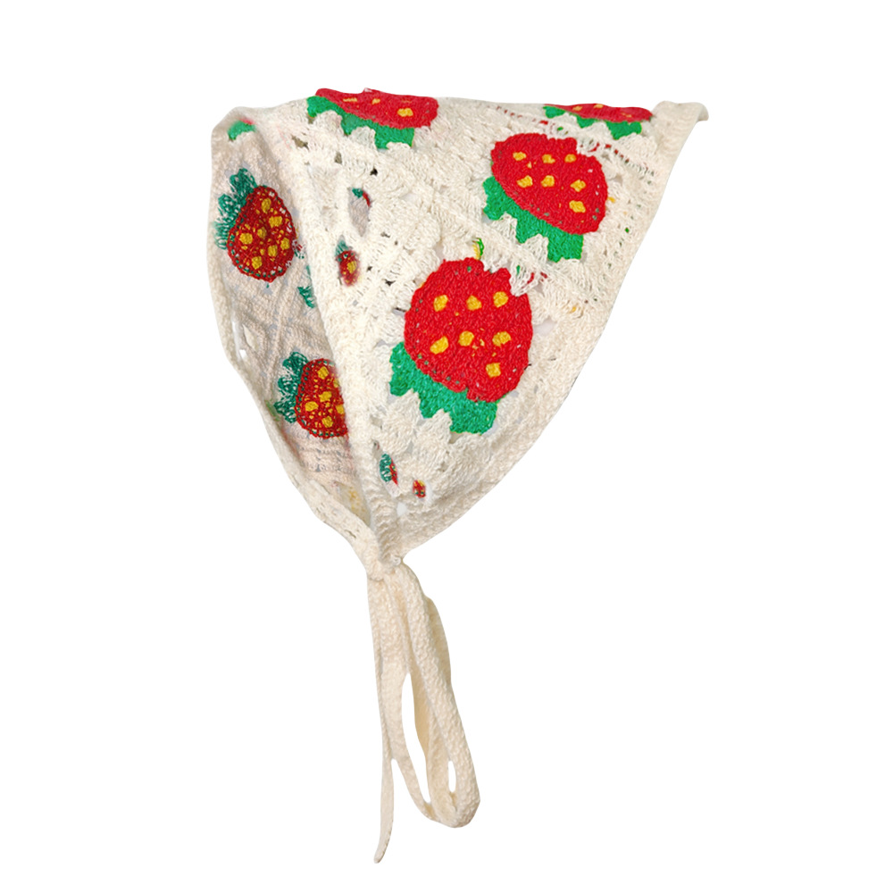 Coreano dulce lindo hecho a mano Crochet hueco triángulo diadema toalla mujeres primavera y verano viaje foto literaria bufanda para el cabello: Gris