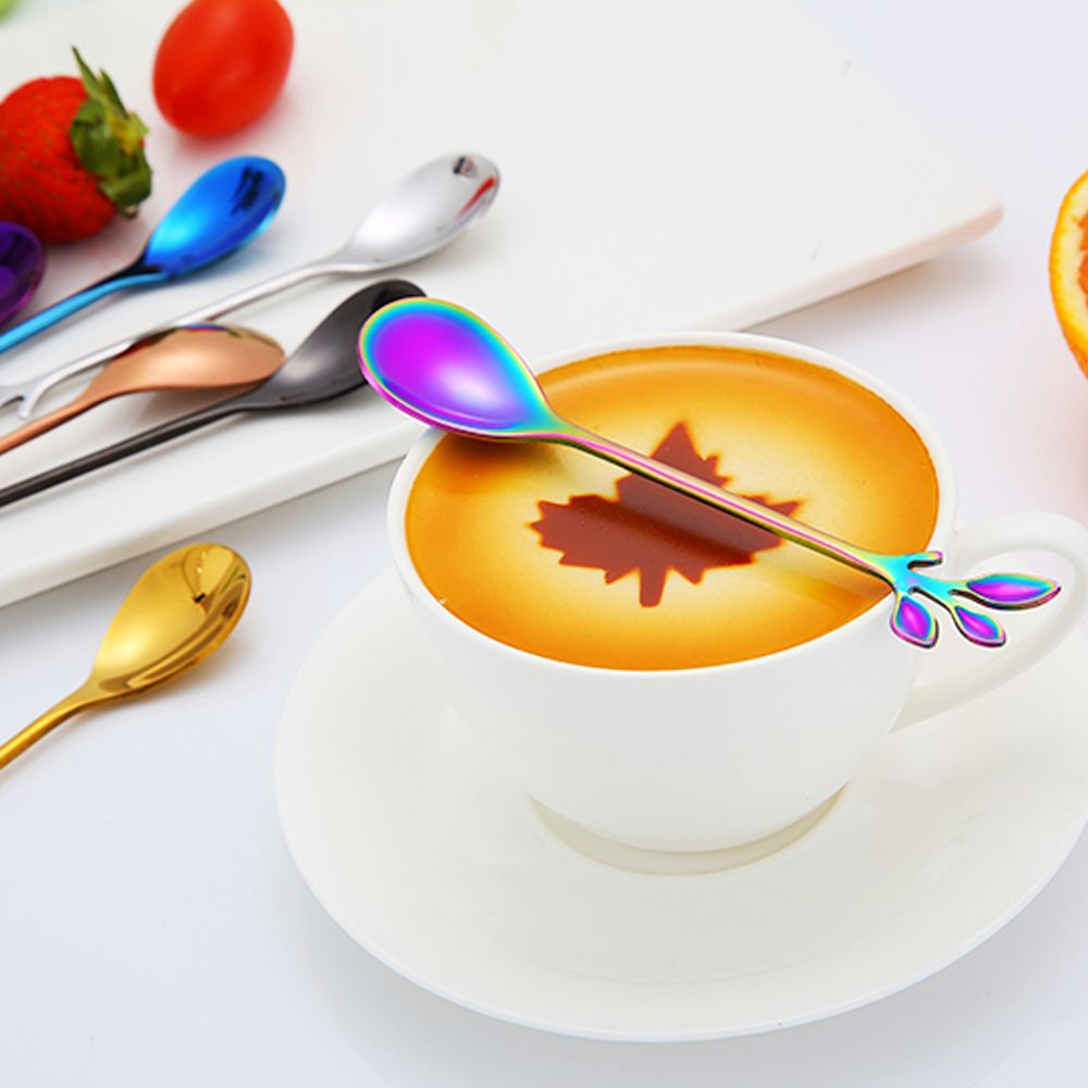 Dessert Utensils Small Branches Leaf Home &amp; Kitchen Coffee Spoon Fruit Fork Upscale Dinnerware Tea Scoops