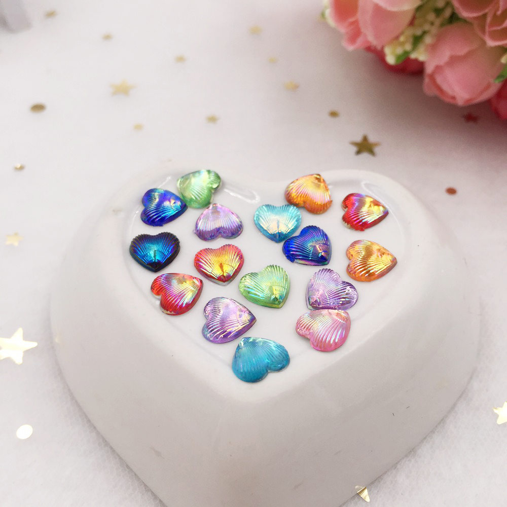 100 pcs mix AB resin shiny 8mm mini shell hart gem Plaksteen strass applique DIY Bruiloft scrapbook ornament craft SF608