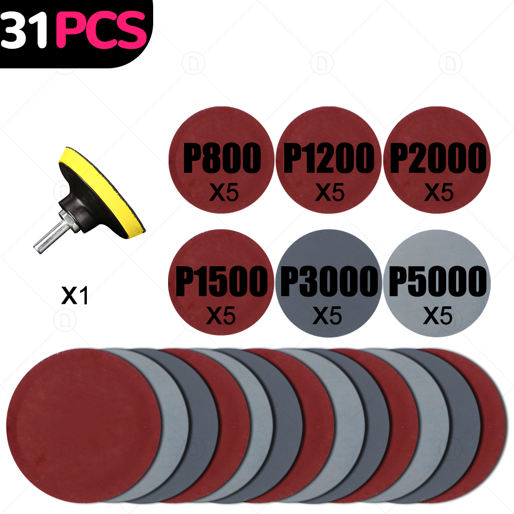 Almohadilla de discos de lijado de 2 y 3 pulgadas, rueda de pulido abrasivo, juego de papel de lija de madera, reparación de faros de coche, Kit de papel de lija de restauración de pulido: Rosa / 2000