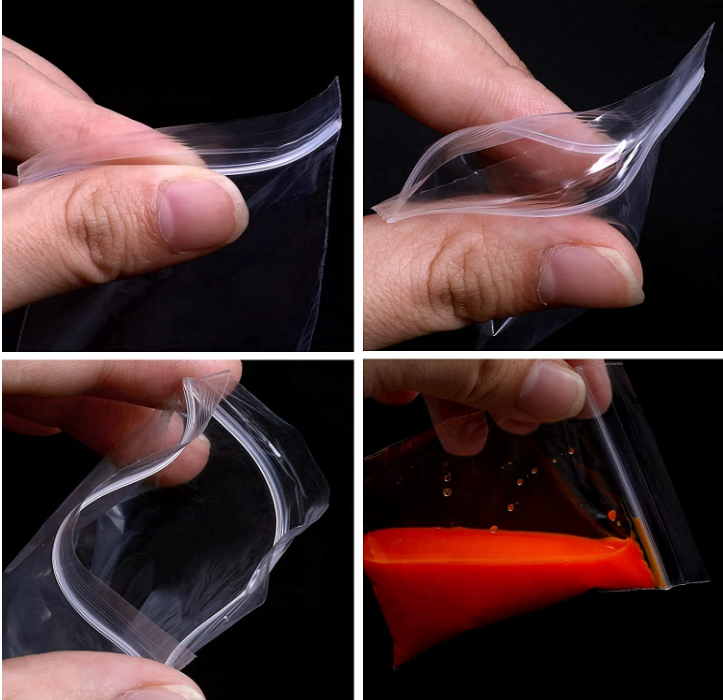 100pcs/pack Plastic Storage Bags Transparent Thicken Zip-lock Bag Food Jewelry Bracelets Beads Zip Bags Reusable Sealing Pouch