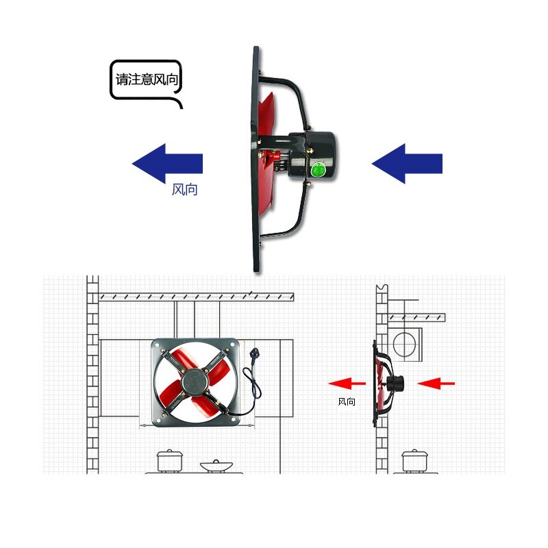 Warehoues carport extractor Kitchen wall mounted ventilation fan ball bearing industrial exhaust ventilator 250mm with grid