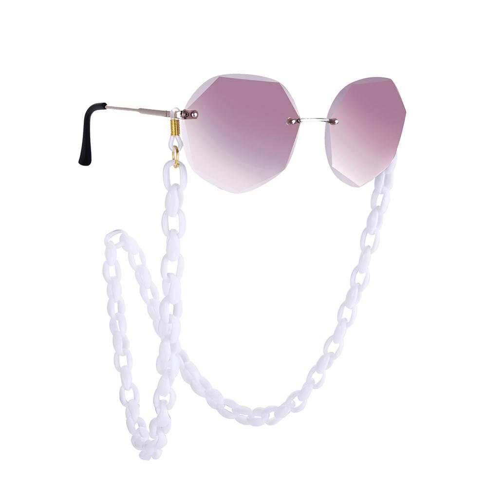 Teamer Mode Acryl Leesbril Ketting Voor Vrouwen Zonnebril Ketting Bandjes Cords Hals-Keten Lanyard Brillen Touw: 6 white-Gold