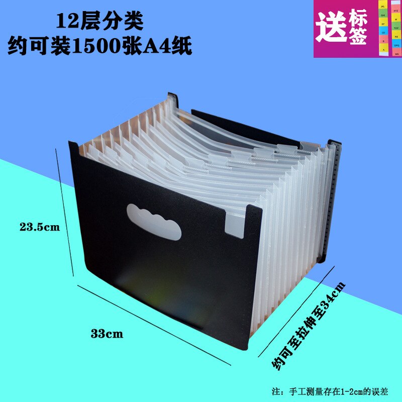 37 Pocket Expanding File Folder A4 Large Plastic Expandable File Organizers Standing Accordions Folder for Documents Business: White 13 Layer