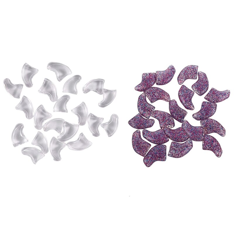 20 stuks zachte nagelkapjes voor kattenklauwcontrole poten los + lijm met glitter paars m & 20 stuks transparant: Default Title