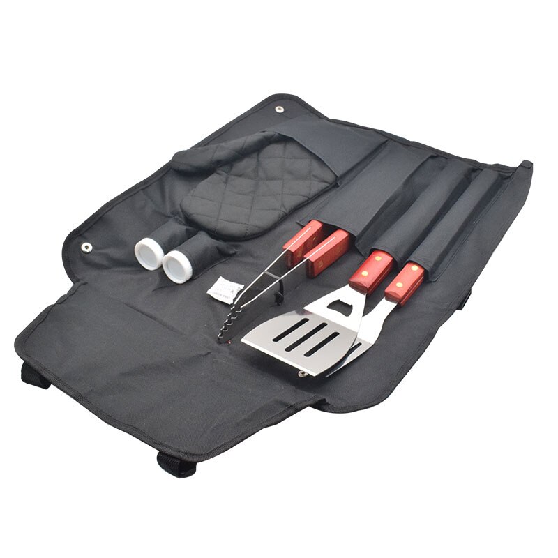 7 Piece BBQ Set in Apron Barbecue Grilling Apron Utensil BBQ Cooking Tool Set